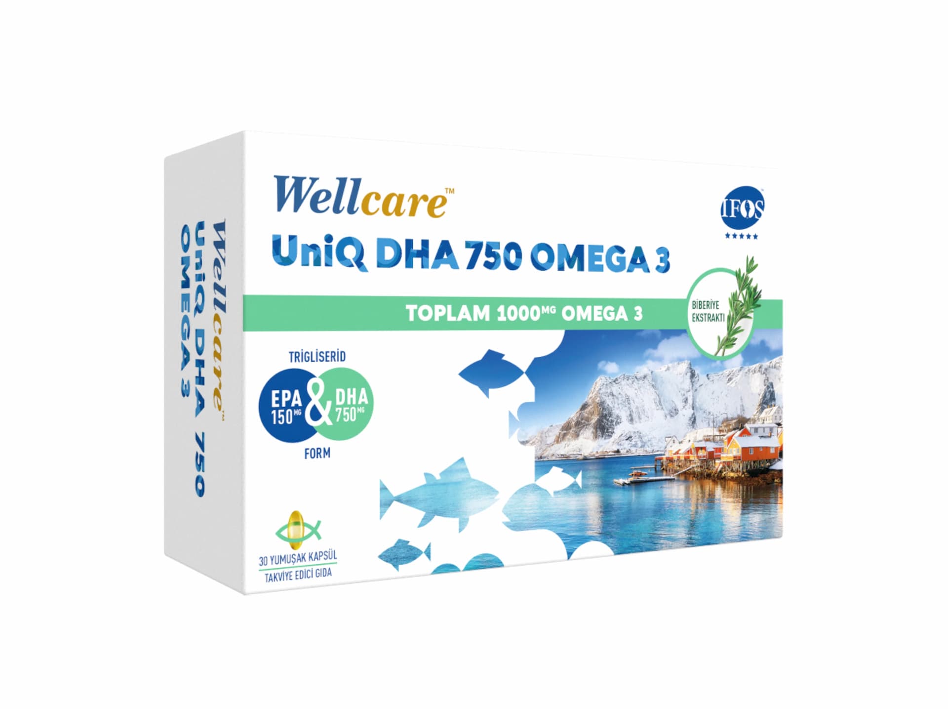 Wellcare UniQ DHA 750 Omega 3 Balık Yağı 30 Kapsül