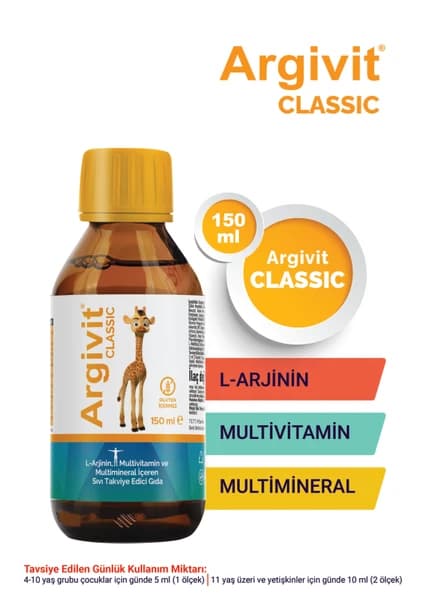 Argivit Classic L-Arjinin, Multivitamin ve Multimineral İçeren Şurup 150 ml