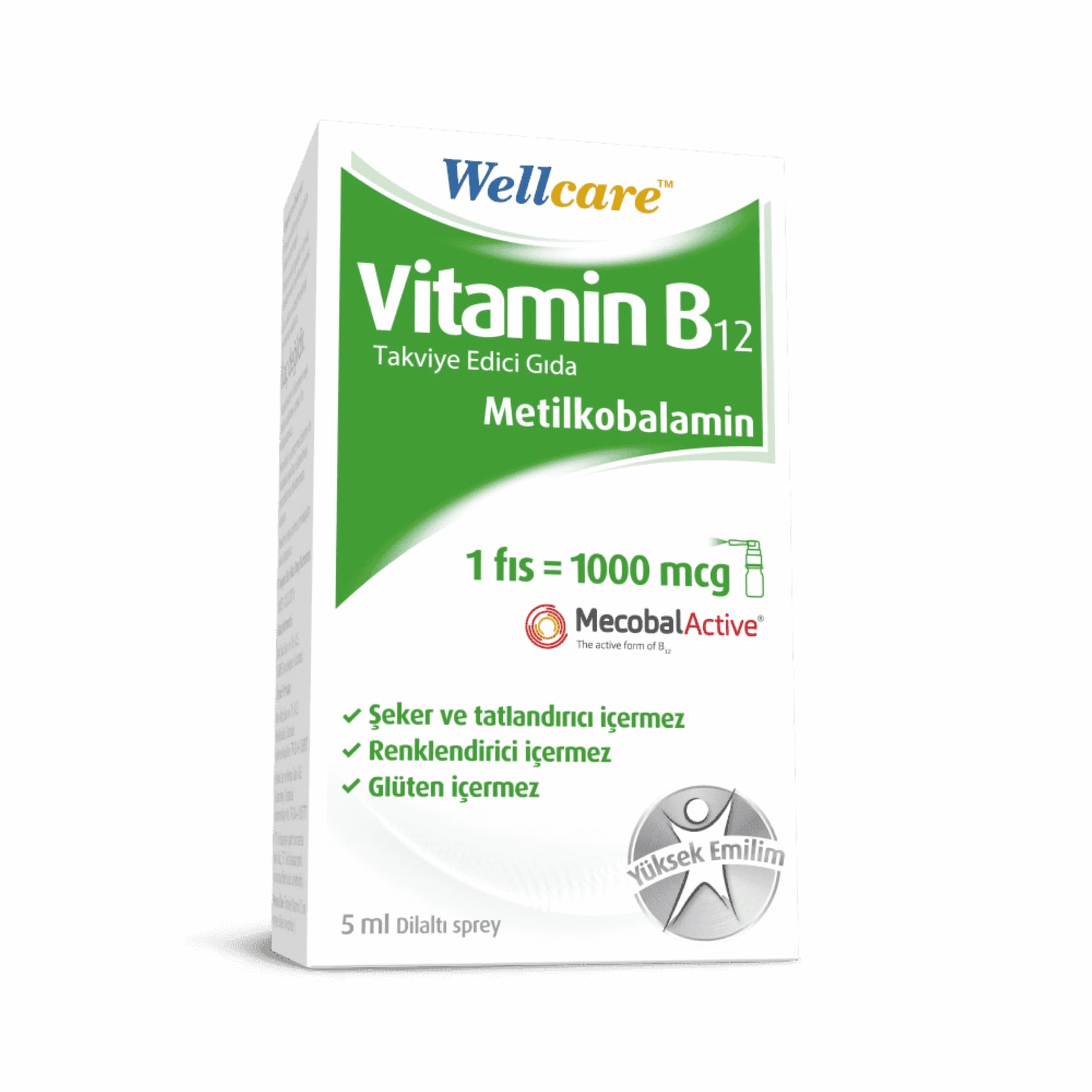 Wellcare Vitamin B12 1000 mcg 5 ML Dilaltı Sprey