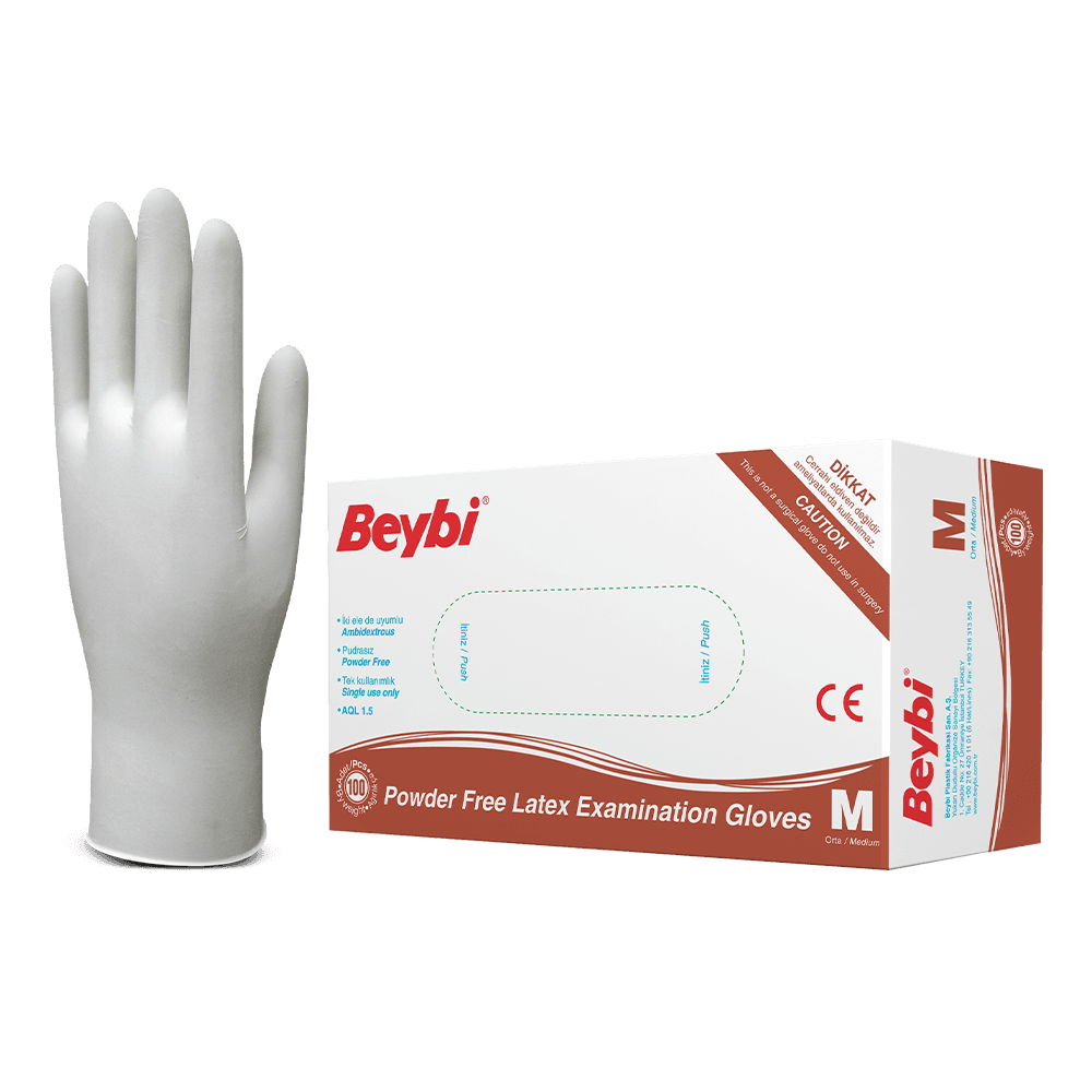 Beybi Lateks Pudrasiz Muayene Eldiveni Large 100 Adet