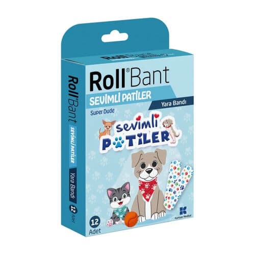 Roll Bant Sevimli Patiler Yara Bandi 12 Adet