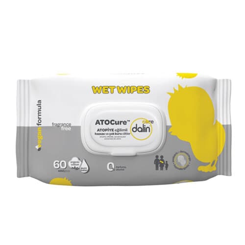 Dalin Atocure Care Wet Wipes 60 Adet Atopiye Eğilimli Hassas Kuru Ciltler