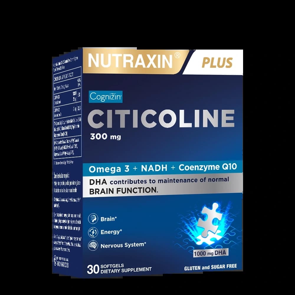 Nutraxin Plus Cognizin Citicoline 300 mg 1000 mg DHA 30 Softgel