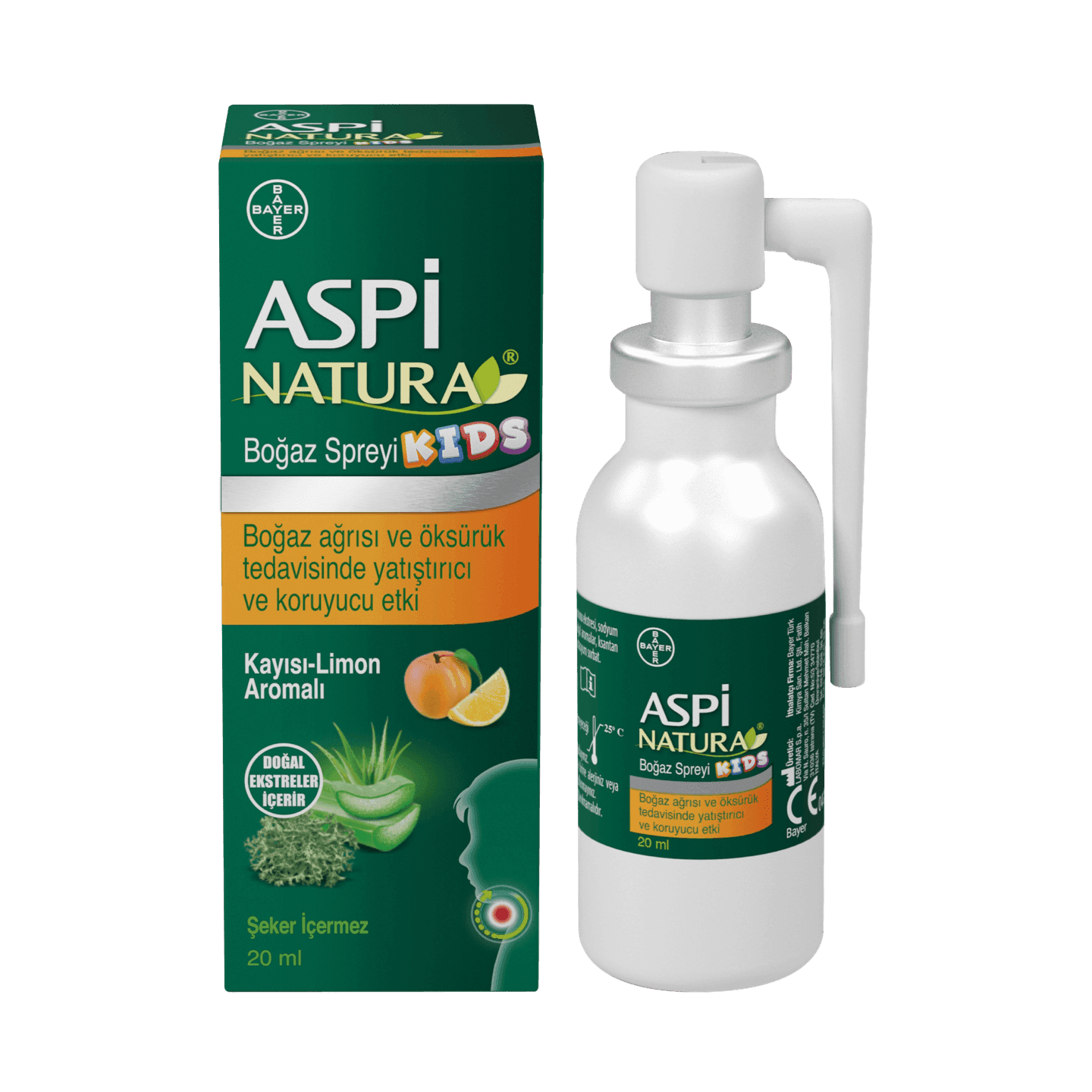 Aspinatura Boğaz Spreyi Kids 20ml Kayisi Limon Aromali