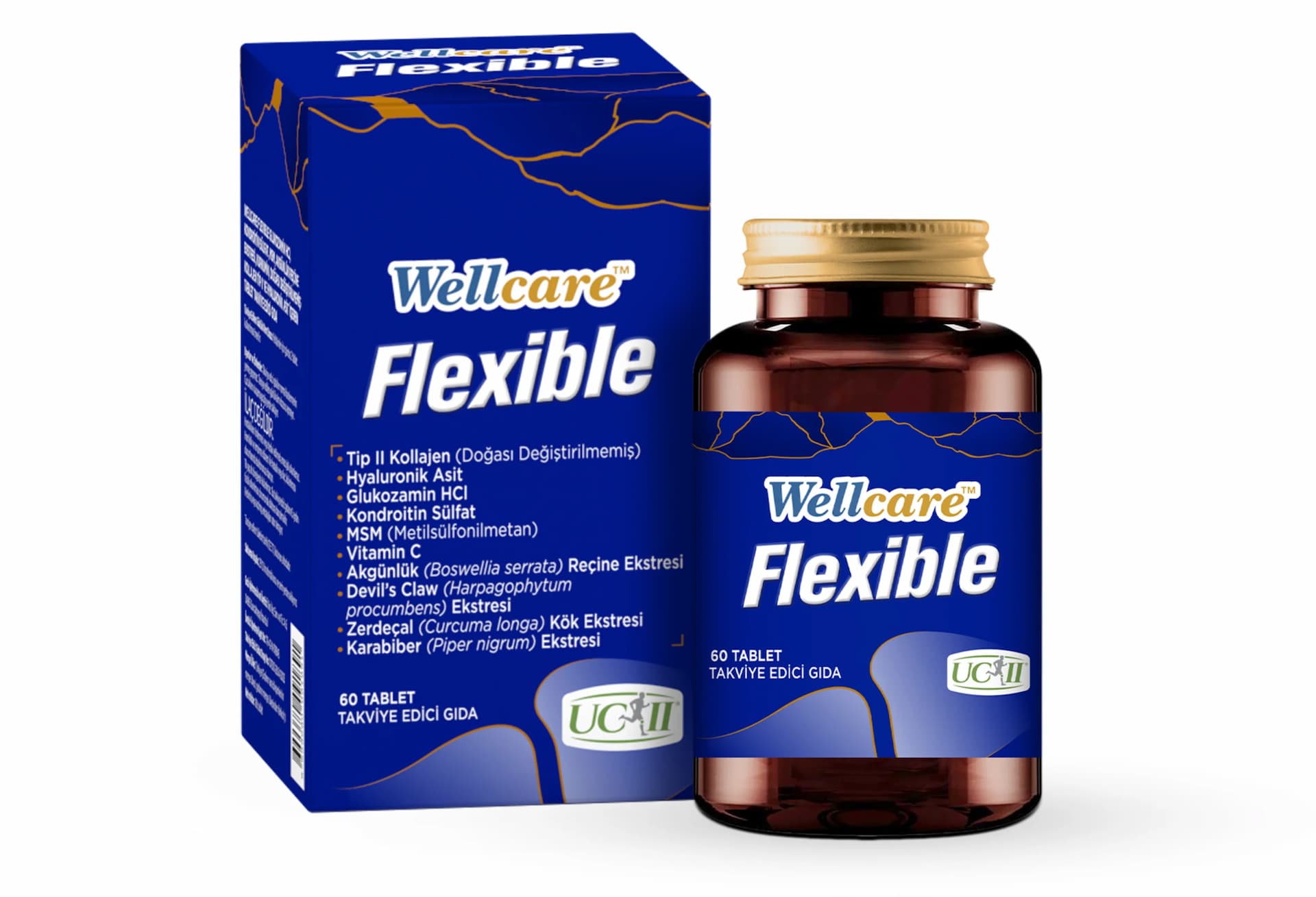 Wellcare Flexible 60 Tablet Glukozamin HCl Kondroitin Sülfat MSM Akgünlük Kurkumin Kolajen